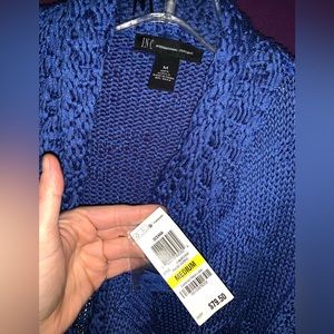 INC Oceana Rough Waters Blue Wrap Sweater M